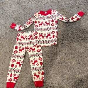Hanna Andersson Red and White Reindeer Pajama Set